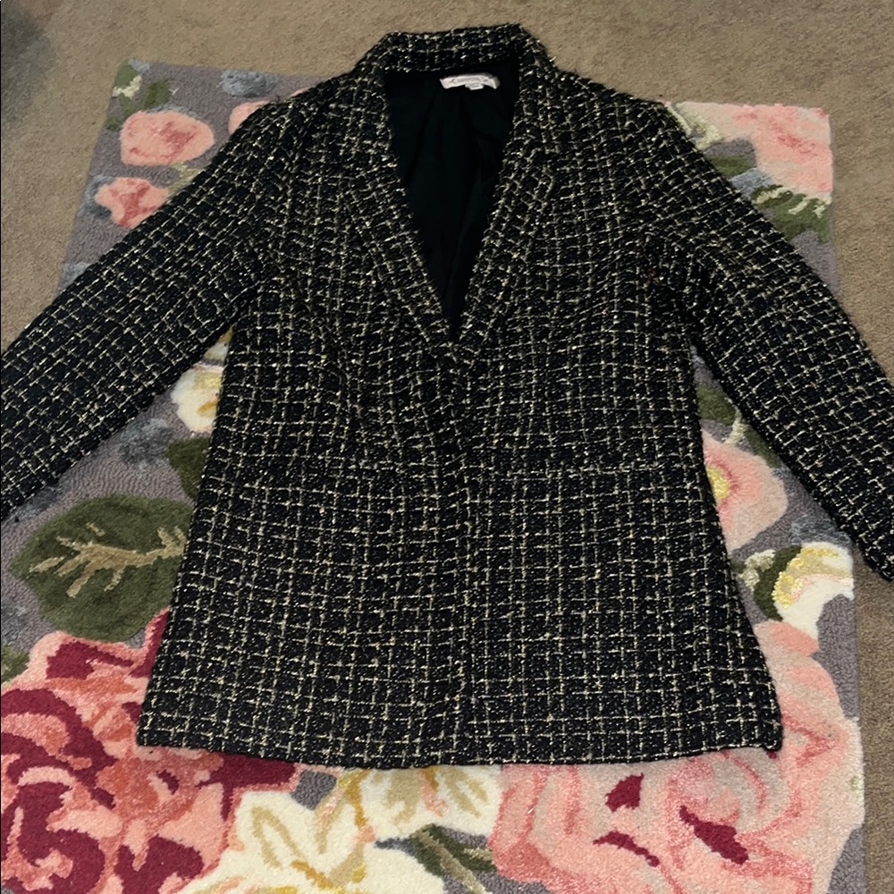 Women's Black and Gold Tweed Jacket